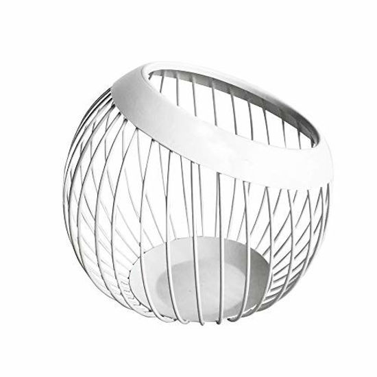 Picture of VANRA Metal Wire Fruit Bowl Sturdy Fruit Basket Fruit Holder Snack Storage Decorative Centerpiece Bowl for Modern Kitchen, Countertop, Living Room (White)