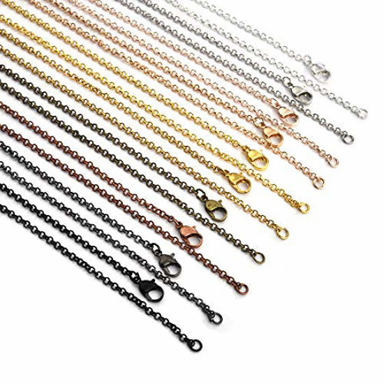 Picture of LANBEIDE 40 Packs 10 Colors Brass Necklace Chains 21 Inch Link Cable Chain Necklace with Lobster Clasps Bulk for Jewelry Making