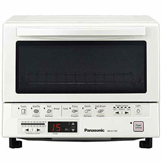 Picture of Panasonic FlashXpress Compact Toaster Oven with Double Infrared Heating, Crumb Tray and 1300 Watts of Cooking Power - 4 Slice Countertop Toaster Oven - NB-G110P-W (White)