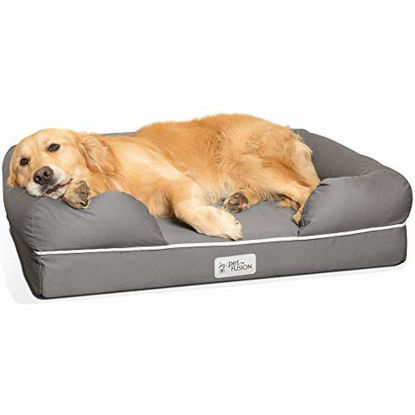 Picture of PetFusion Ultimate Dog Bed, Orthopedic Memory Foam, Multiple Sizes/Colors, Medium Firmness Pillow, Waterproof Liner, YKK Zippers, Breathable 35% Cotton Cover, Cert. Skin Safe, 3yr Warranty