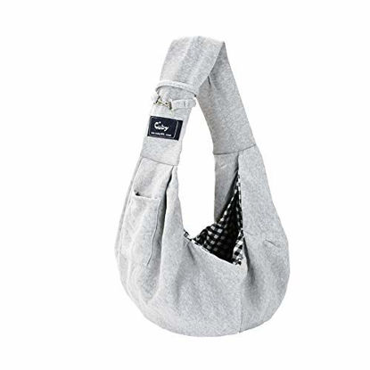 Picture of Cuby Dog and Cat Sling Carrier - Hands Free Reversible Pet Papoose Bag -- Soft Pouch and Tote Design - Suitable for Puppy, Small Dogs, and Cats for Outdoor Travel (Classic Grey)