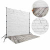 Picture of HUAYI 5X7ft White Brick Wall With Gray Wooden Floor Photography Vinyl Backdrop D-2504