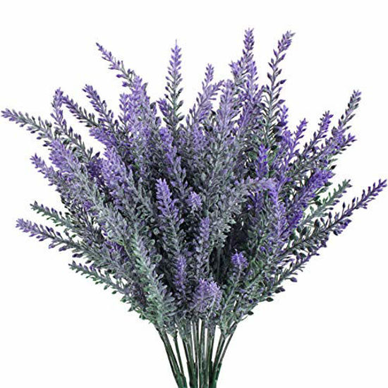 Picture of GTIDEA 4pcs Artificial Flowers Flocked Plastic Lavender Bundle Fake Plants Wedding Bridle Bouquet Indoor Outdoor Home Kitchen Office Table Centerpieces Arrangements Christmas Decor