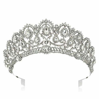 Picture of ThyWay Vintage Crystal Diamond Bride Bridal Wedding Hair Head Band Wear Rhinestone Jewelry Headdress Headband Tiara Coronal Big Crown Pageant (Style 1)