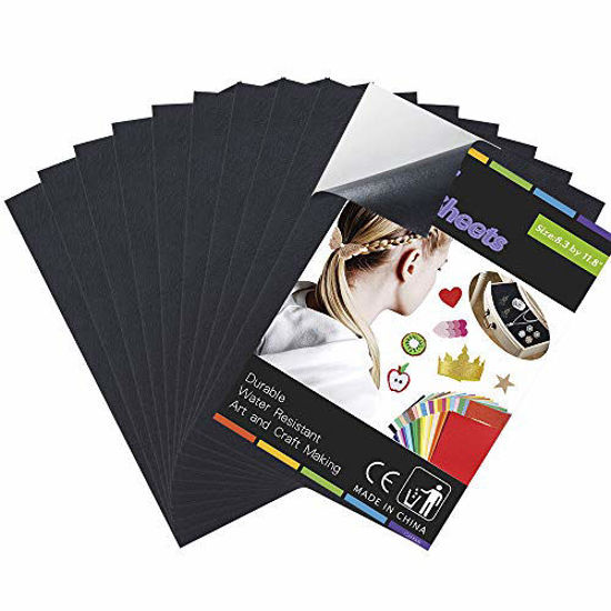 Picture of Caydo 10 Pieces Christmas Black Adhesive Back Felt Sheets Fabric Sticky Back Sheets, 8.3 by 11.8" (A4 Size), Self-Adhesive, Durable and Water Resistant, Multi-Purpose for Art and Craft Making
