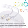 Picture of Cat 6 Ethernet Cable 150 FT Flat Internet Network Cables with Cable Clips Cat6 Ethernet Patch Cable with Snagless Rj45 Connectors White Long Computer LAN Cable150FT