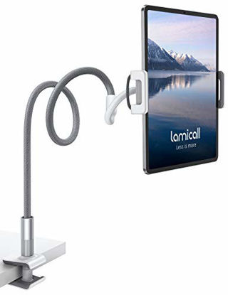 Picture of Gooseneck Tablet Holder, Lamicall Tablet Stand: Flexible Arm Clip Tablet Mount Compatible with iPad Mini Pro Air, Switch, Galaxy Tabs, More 4.7-10.5" Devices - Gray