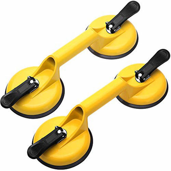 Picture of FCHO Glass Suction Cups Heavy Duty Aluminum Vacuum Plate Handle Glass Holder Hooks to Lift Large Glass/Tile Suction Cup Lifter/Moving Glass/Pad for Lifting/Dent Puller (2 Pack)