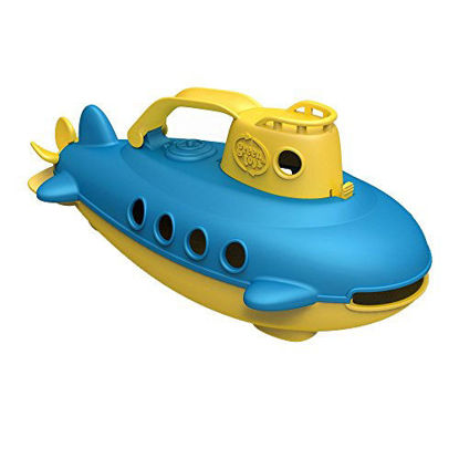 Picture of Green Toys Submarine in Yellow & blue - BPA Free, Phthalate Free, Bath Toy with Spinning Rear Propeller. Safe Toys for Toddlers, Babies