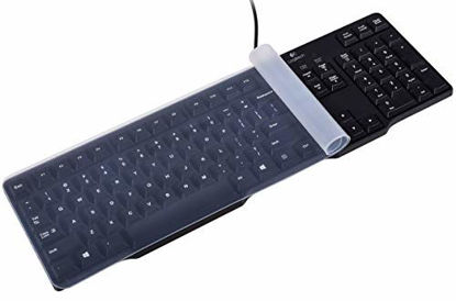 Picture of Universal Clear Waterproof Anti-Dust Silicone Keyboard Protector Cover Skin for Standard Size PC Computer Desktop Keyboards (Size: 17.52" x 5.51")