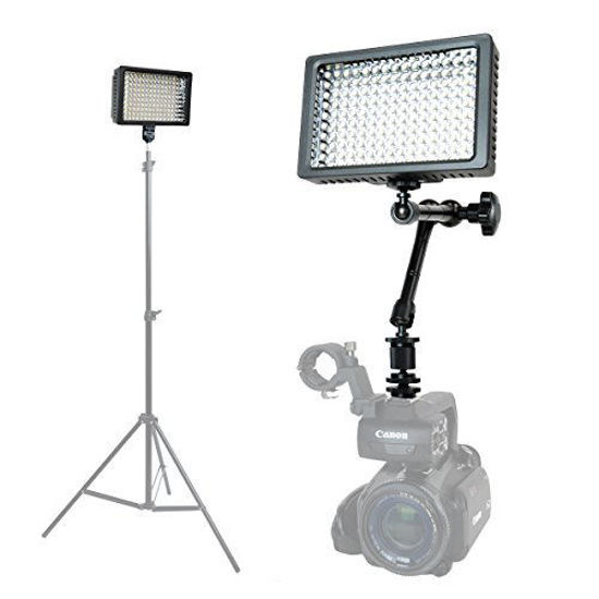 Picture of Foto&Tech Professional 160 LED Dimmable Ultra High Power Panel Video Light for All Cameras Camcorders 4K Video Photo Shoot Weddings Easy Mount + 11" Adjustable Magic Arm + 3 Filters + Carry Case