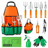 Picture of UKOKE Garden Tool Set, 12 Piece Aluminum Hand Tool Kit, Garden Canvas Apron with Storage Pocket, Outdoor Tool, Heavy Duty Gardening Work Set with Ergonomic Handle, Gardening Tools for women men