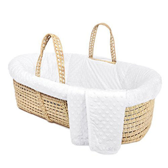 Picture of Tadpoles Minky Dot Moses Basket & Bedding Set, White