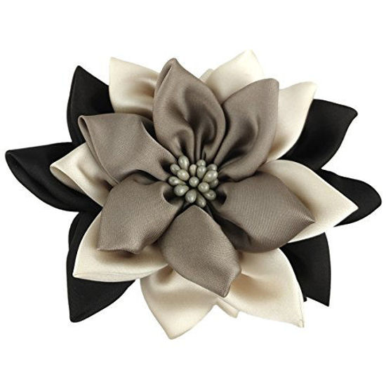 Picture of Merdia Jaw Hair Claw Clip for Women with Sharp leaves Flower Mix Color(Black,Beige and Coffee)