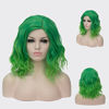 Picture of Alacos Fashion 35cm Short Curly Full Head Wig Heat Resistant Daily Dress Carnival Party Masquerade Anime Cosplay Wig +Wig Cap (Bright Green Ombre)