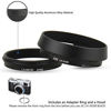 Picture of JJC LH-X100 Lens Hood Sun Shade with 49mm Filter Adapter Ring for Fuji Fujifilm X100V X100F X100T X100S X100 Digital Camera, Metal Material and Black Color