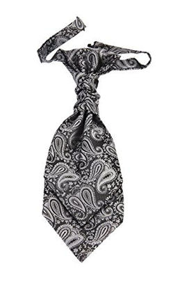 Picture of Hello Tie Pre-tied Microfiber Ascot Ruche Paisley Cravats Tie for Men (Silver)