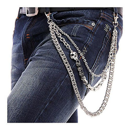 Picture of BOMPOW Biker Skull Wallet Chain Punk Men Cool Skull Punk Trouser Long Wallet Key Chain For Bike Jean Gothic Rock