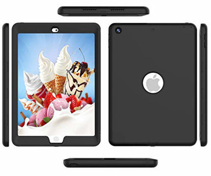 Picture of Ipad 4th Generation Case, Ipad 2 Cover Case, High-Impact Shock Absorbent Silicone Hard Plastic Dual Layer Protective Case for IPad 2/3/4 Gen Model A1458 A1430 A1416 Black Black