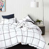 Picture of karever White Plaid Duvet Cover Set Grid Checkered Bedding Set White and Black Grid 100% Cotton Queen 3 PCS 1 Comforter Cover with 2 Pillow Shams