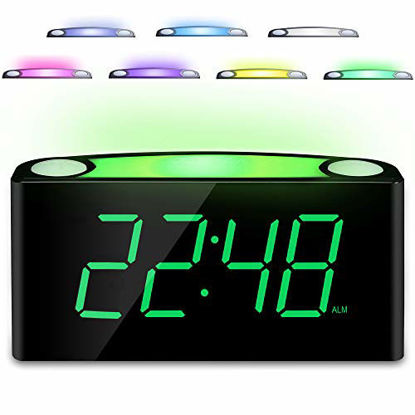 Picture of Loud Alarm Clock, Large 7 LED Display & Full Range Dimmer,2 USB Cellphone Charging Ports, 12/24 H, Outlet Powered, Simple Night Light