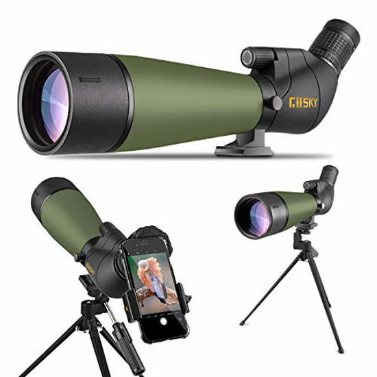 Picture of Gosky 2019 Updated 20-60x80 Spotting Scope with Tripod, Carrying Bag and Smartphone Adapter - BAK4 Angled Telescope - Newest Waterproof Scope for Target Shooting Hunting Bird Watching Wildlife Scenery