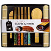 Picture of Soeos Beginner Sushi Making Kit-10 pcs, Bamboo Sushi Kit, Sushi Making Tool Gift Set, Included 2 Rolling Mats - 5 Pairs Chopsticks - Paddle - Spreader- Storage Bag.