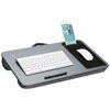 Picture of LapGear Home Office Lap Desk with Device Ledge, Mouse Pad, and Phone Holder - Silver Carbon - Fits Up to 15.6 Inch Laptops - Style No. 91585