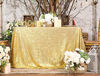 Picture of PartyDelight 50"X80" Rectangle Sparkly Gold Sequin Tablecloth for Wedding, Party, Christmas Decorations