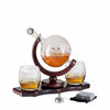 Picture of Chefoh Glass Globe Decanter Set w/Whiskey Glasses, Reusable Steel Ice Cubes, Cherry Wood Stand, Tongs, Pour Funnel | Liquor, Wine, Scotch | Vintage Home, Dining, Bar Decor