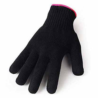 Picture of Heat Resistant Glove for Hair Styling, Curling Iron, Flat Iron and Curling Wand, Black, Pink Edge, 1 Piece