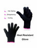 Picture of Heat Resistant Glove for Hair Styling, Curling Iron, Flat Iron and Curling Wand, Black, Pink Edge, 1 Piece