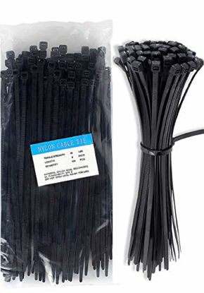 Picture of Cable Zip Ties Nylon Self Locking Heavy Duty Wire Ties 8 inch 100 Pieces Black