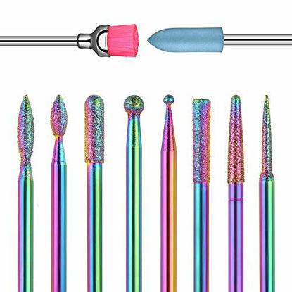 Picture of Nail Drill Bits Set - Ejiubas 10PCS Diamond Drill Bits Acrylic Nail File Bits Cuticle Drill Bit 3/32 Inch Efile Nail Bit Fine Grit for Manicure Pedicure Home Salon Use