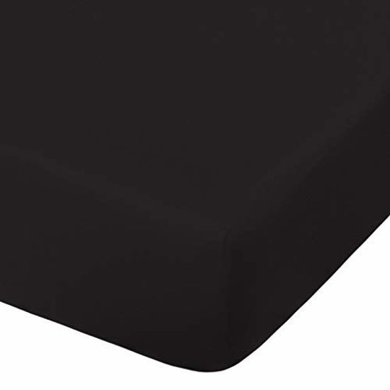 Picture of NTBAY Microfiber Crib Fitted Sheet, Cozy and Soft Solid Color Toddler Sheet, Black, 28 x 52 Inches