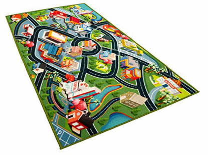 Picture of Kids Carpet Playmat Rug - Fun Carpet City Map for Hot Wheels Track Racing and Toys - Floor Mats for Cars for Toddler Boys -Bedroom, Playroom, Living Room Game Play Mat for Little Children