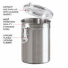 Picture of Oggi 4-Piece Stainless Steel Canister Set with Acrylic Lid and Clamp-Set Includes 1 each: 26oz, 36oz, 47oz, 62oz.