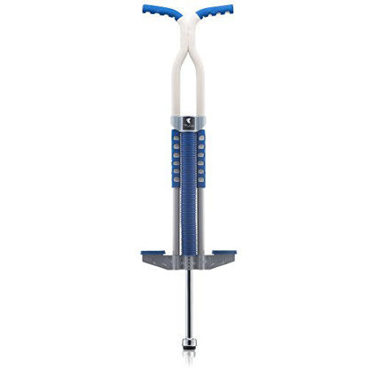 Picture of Flybar Foam Master Pogo Stick For Kids Boys & Girls Ages 9 & Up, 80 to 160 Lbs - Fun Quality Pogostick By The Original Pogo Stick Company, Silver/Blue