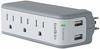 Picture of Belkin 3-Outlet USB Surge Protector, Rotating Plug (1 Amp, 918 Joules), silver (BZ103050-TVL)