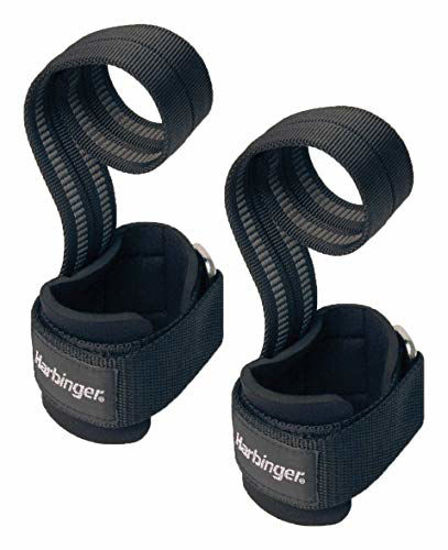 Picture of Harbinger 360531 Big Grip No-Slip Nylon Lifting Straps with DuraGrip (Pair), Pro, Black, 11.5 inches