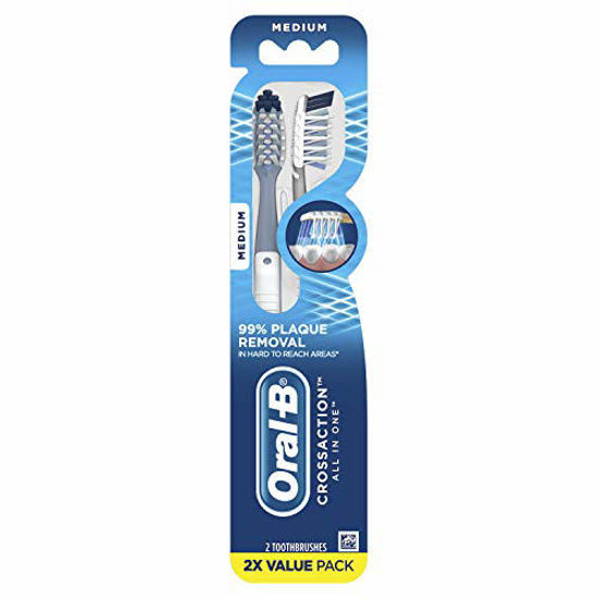 Picture of Oral-B CrossAction All In One Manual Toothbrush, Medium, 2 count