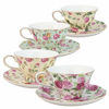 Picture of Gracie China by Coastline Imports Rose Chintz 8-Ounce Porcelain Tea Cup and Saucer, Set of 4