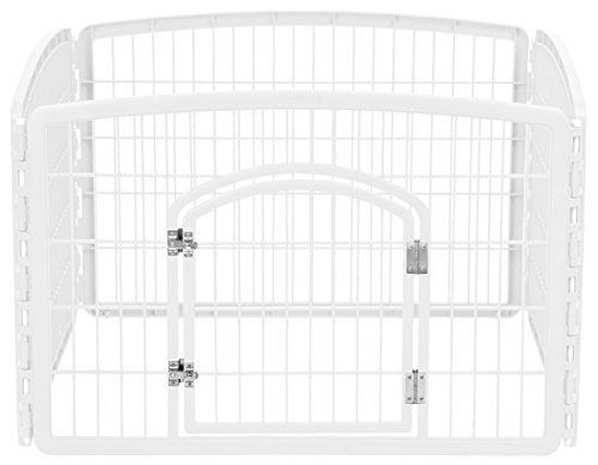 Picture of IRIS USA 4-Panel Pet Playpen with Door, size 35.25"L x 35.25"W x 24"H CI-604, White