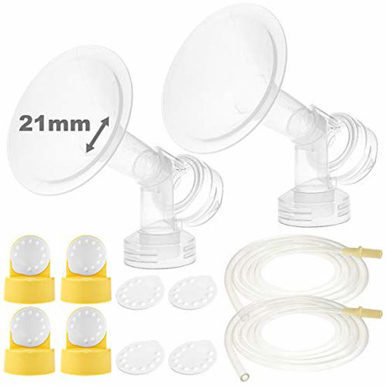 Picture of Nenesupply Pump Parts Compatible with Medela Pump In Style Breastpump PISA 2 Small 21mm Breastshield 4 Valve 8 Membrane 2 Tubing Not Original Medela Pump Parts.