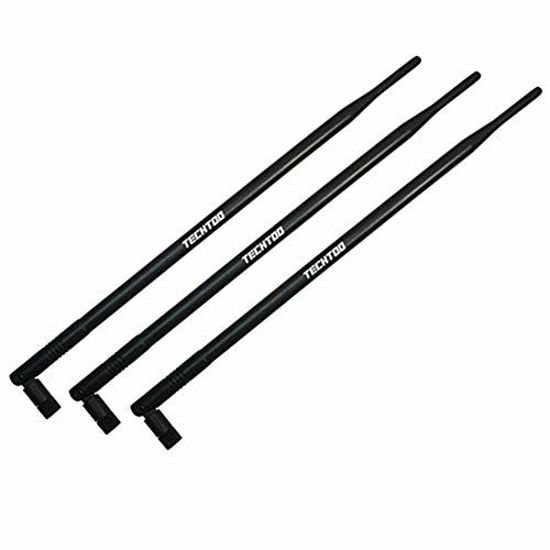 Picture of TECHTOO 9dBi Omni WiFi Antenna with RP-SMA Connector for Wireless Network Router/USB Adapter/PCI PCIe Cards/IP Camera/Wireless Range Extender(3-Pack)
