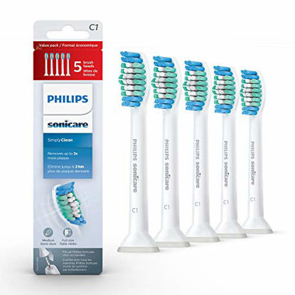 Picture of Genuine Philips Sonicare Simply Clean Replacement Toothbrush Heads, 5 Pack, HX6015/03