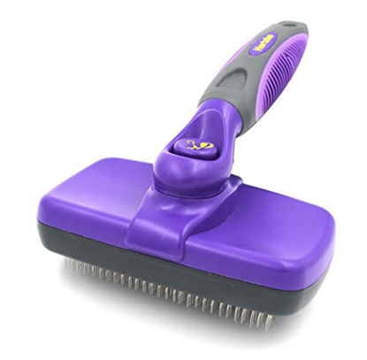 Picture of Hertzko Self Cleaning Slicker Brush - Gently Removes Loose Undercoat, Mats and Tangled Hair - Your Dog or Cat Will Love Being Brushed with The Grooming Brush