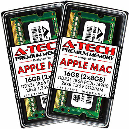 Picture of A-Tech 16GB (2x8GB) RAM for Late 2015 iMac 27 inch Retina 5K | DDR3L 1866MHz / 1867MHz PC3L-14900 SO-DIMM 204-Pin CL13 1.35V Non-ECC Unbuffered Memory Upgrade Kit