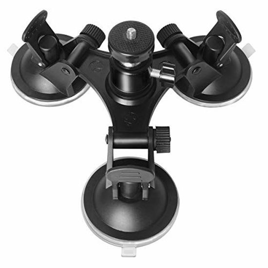 Picture of Triple Cup DSLR Camera Suction Mount w/Ball Head Compatible with Nikon Canon Sony DSLR/Camcorder + GoPro Hero 8 7 6 5/4/3 Sony Garmin Xiaomi Yi SJCAM Suction Cup Mount Car Mount Holder Window Mount