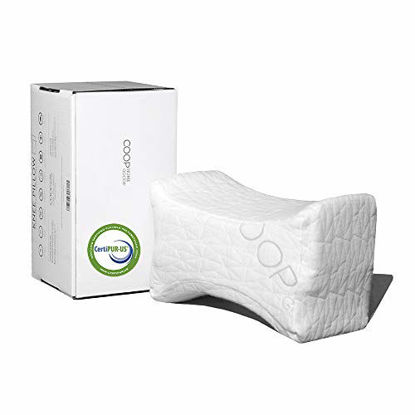 Picture of Coop Home Goods - Fully Adjustable Knee Pillow and Leg Positioner with Washable Cover - Memory Foam Fill - Helps Relieve Pain - Perfect for Side Sleepers and During Pregnancy - Soft Lulltra Fabric